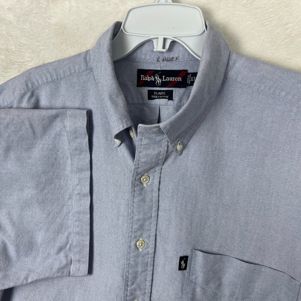 Ralph Lauren Short Sleeve Button Down Shirt Mens XL Blue Pocket Blake Canvas‎